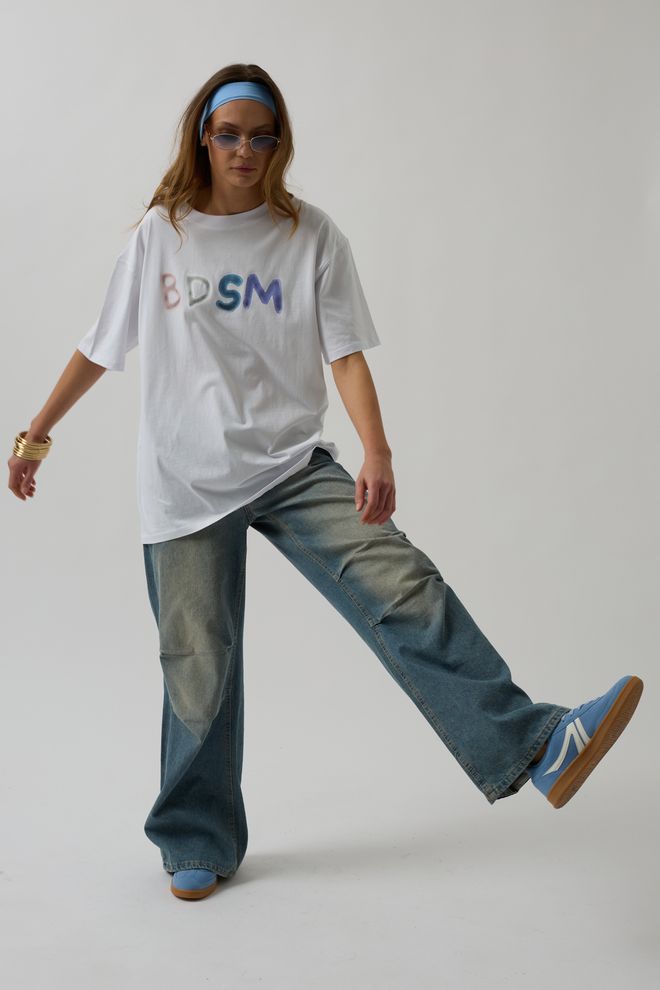 Black Fashion Oversize T Shirt With Back And Front Print White Wholesale Clothing Spring