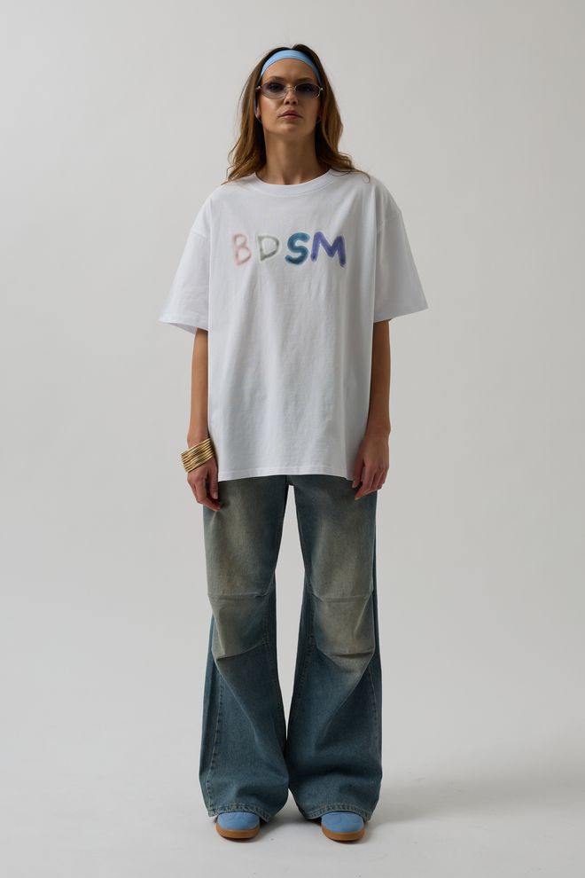 Black Fashion Oversize T Shirt With Back And Front Print White Wholesale Clothing Birthday