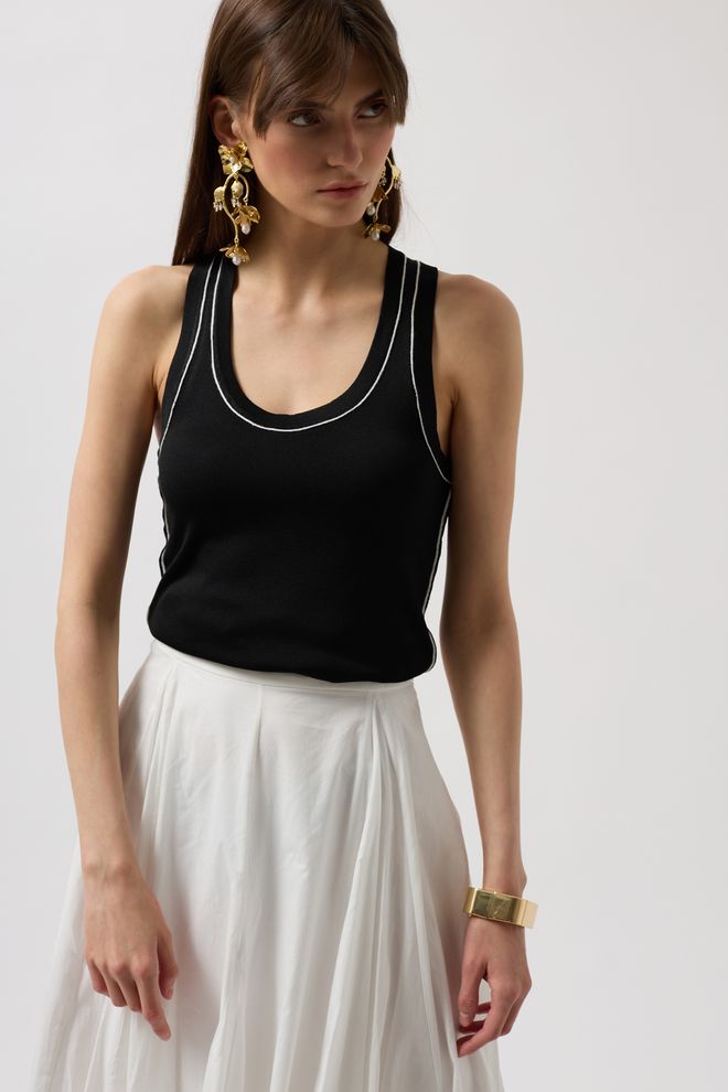 Black Fashion Bluza Sa Ogrlicom Biie Detail Crno bela Велепродаја одеће Неформалан