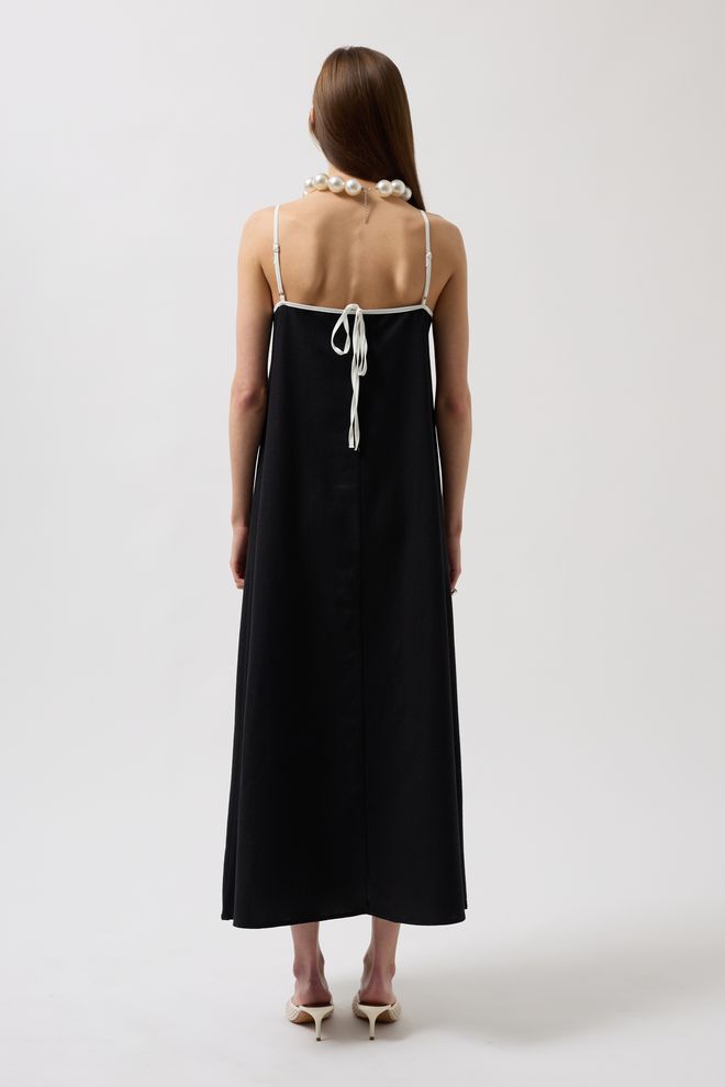 ESPADA Black Elegant Sexy Slip Dress With Square Neck Wholesale Clothing Sexy