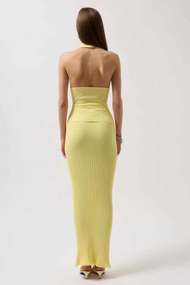 Black Fashion High Waist Textured Skirt Yellow Wholesale Clothing 4