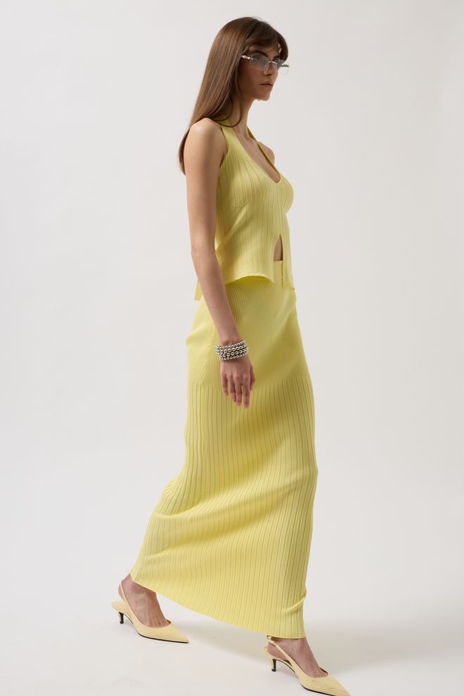 Black Fashion Aukšto Juosmens Tekstūruotas Sijonas Geltonas Didmeninė prekyba drabužiais Kokteilinė