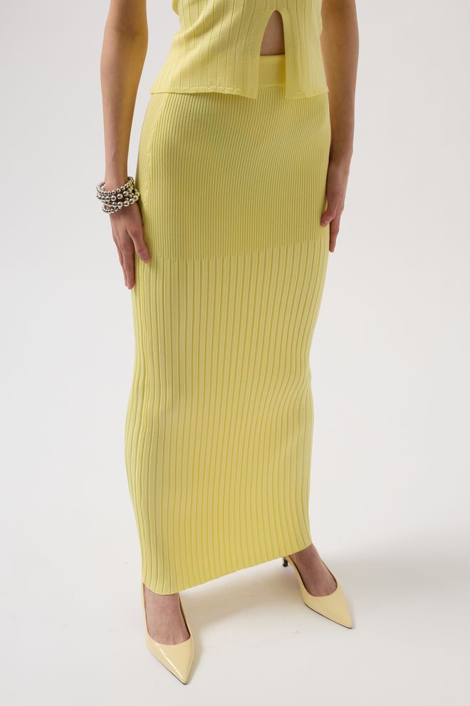 Black Fashion High Waist Textured Skirt Yellow Wholesale Clothing Birthday