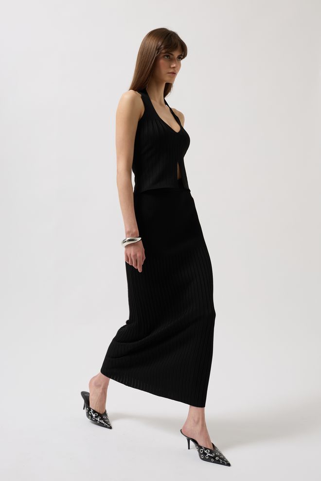 Black Fashion Textúrovaná Sukňa S Vysokým Pásom Čierna Veľkoobchod s oblečením Narodeniny