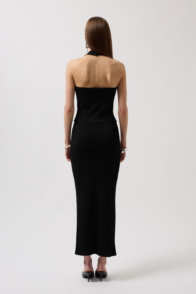 Black Fashion Textúrovaná Sukňa S Vysokým Pásom Čierna Veľkoobchod s oblečením 4