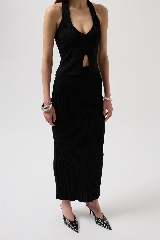 Black Fashion Textúrovaná Sukňa S Vysokým Pásom Čierna Veľkoobchod s oblečením Leto