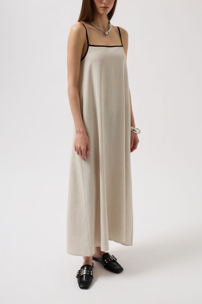 ESPADA Беж Слип Хаљина Са Квадратним Изрезом И Капа Рукавима Велепродаја одеће Лето