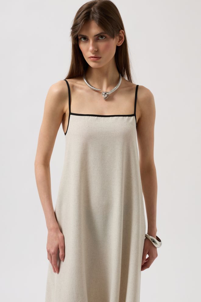 ESPADA Беж Слип Хаљина Са Квадратним Изрезом И Капа Рукавима Велепродаја одеће Рођендан