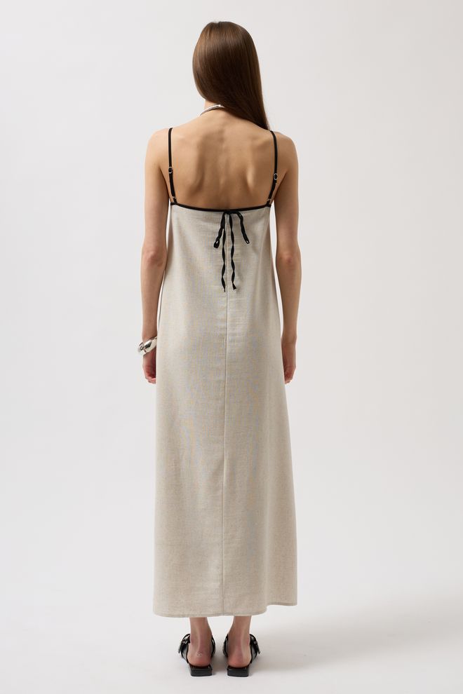 ESPADA Беж Слип Хаљина Са Квадратним Изрезом И Капа Рукавима Велепродаја одеће Секси