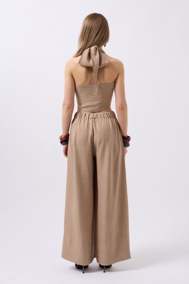 Black Fashion Crop En Lin À Nœud Croisé Vison Vêtements en gros Formel