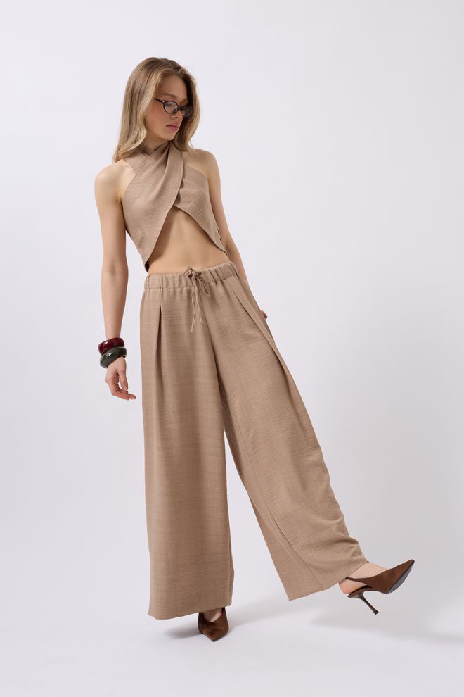Black Fashion Crop En Lin À Nœud Croisé Vison Vêtements en gros Anniversaire