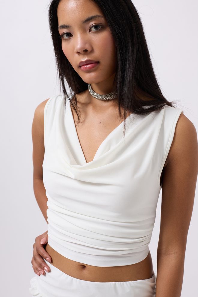 Black Fashion Crop À Col Court Blanc Vêtements en gros Élégant