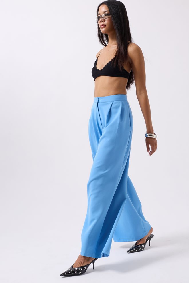 Black Fashion Casual High Waist Pants Blue Wholesale Clothing Casual
