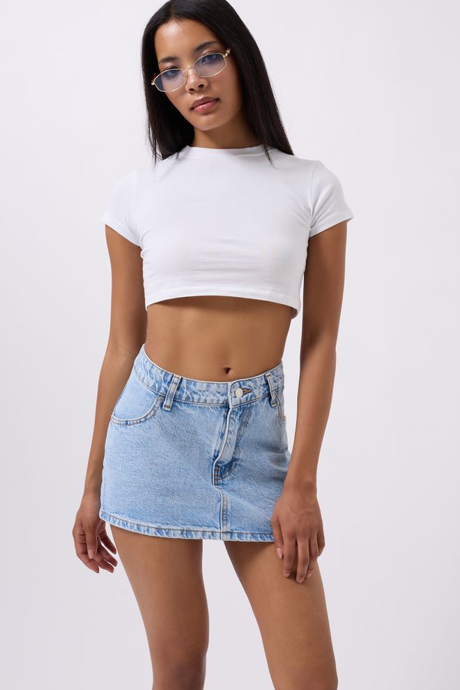 Black Fashion Denim Minirok Met Asymmetrische Taille Blauw Groothandel Kleding Casual