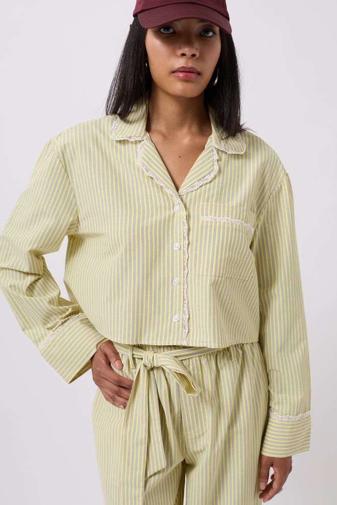 Black Fashion Dryžuoti “Pocket Detail Crop” Marškinėliai Geltoni Didmeninė prekyba drabužiais Kokteilinė