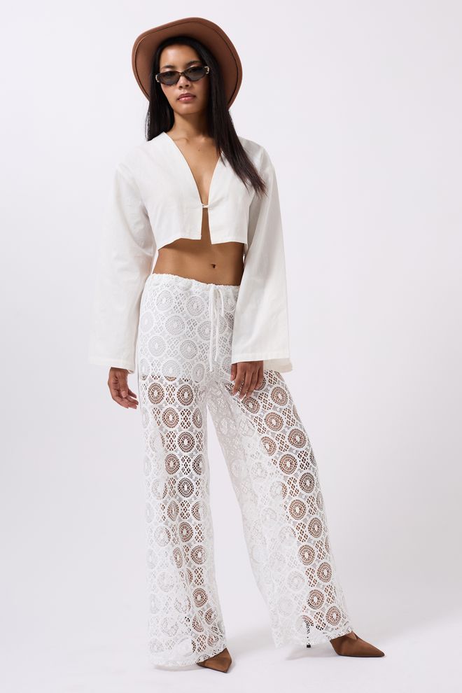 Black Fashion Calças De Cintura Com Cadarço Brancas Roupas por atacado Casual
