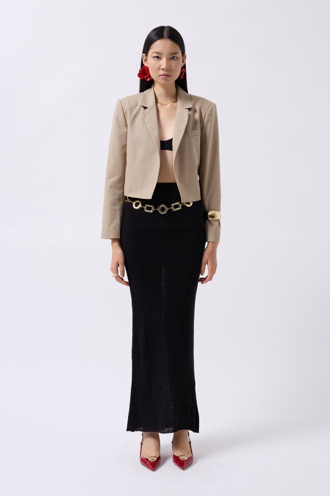 ESPADA Beige Elegant Single Breasted Blazer Jacket Wholesale Clothing Cotton