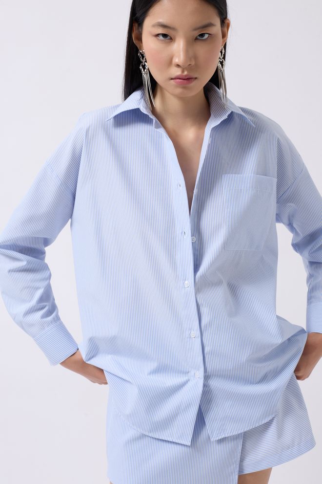 Black Fashion Camicia Tire Detail Blu Abbigliamento all'ingrosso Formale