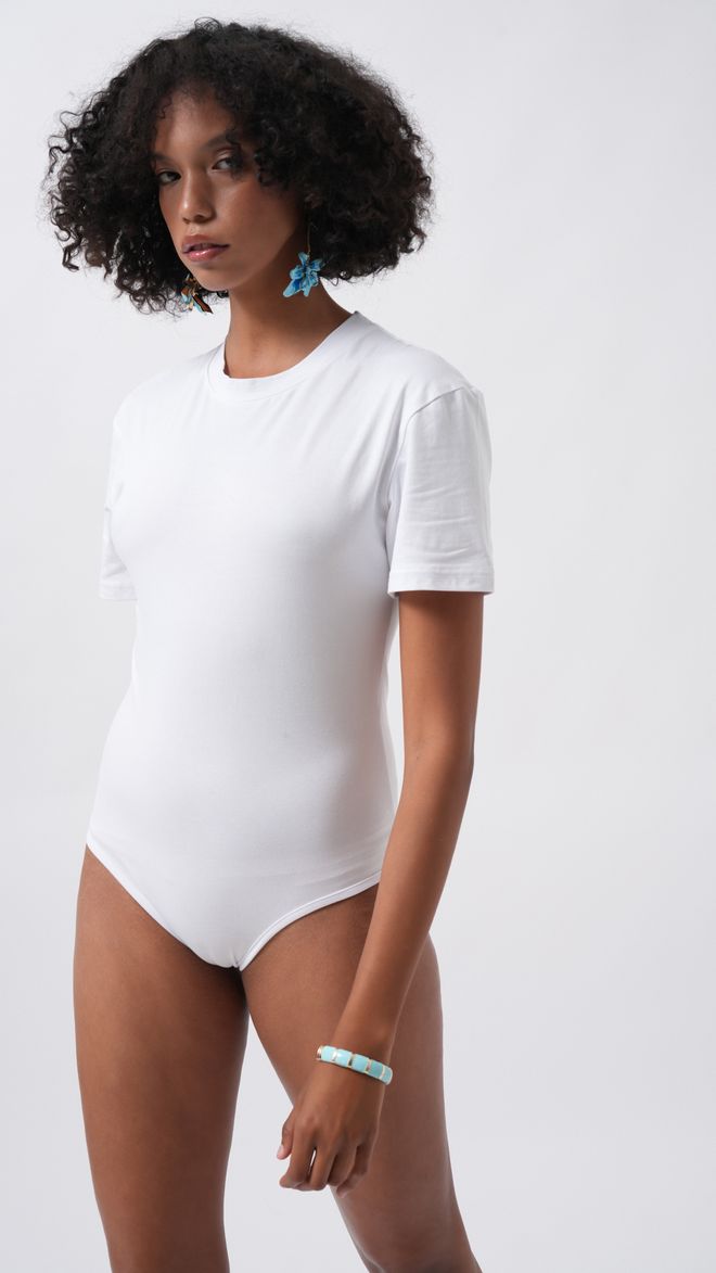 Black Fashion White Bodysuit Slim Fit Short Sleeve Crew Neck Wholesale Clothing Casual