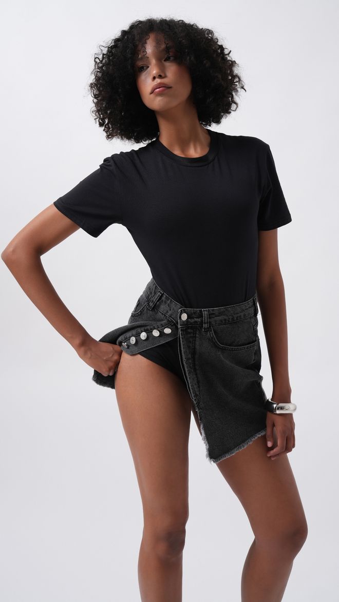 Black Fashion Zwart Fitted Casual Streetwear Bodysuit Groothandel Kleding Casual