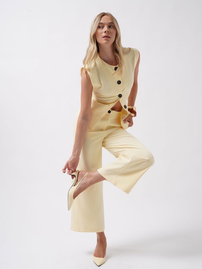 Black Fashion Pantalón Culotte Beige Pierna Ancha Ropa al por mayor Casual