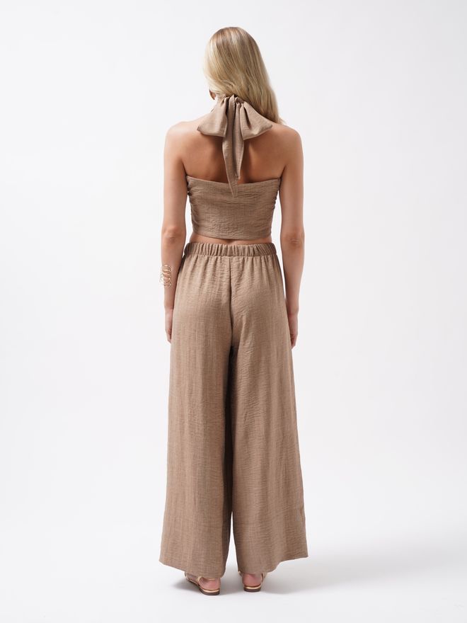 Black Fashion Beige Crop Top – Casual Boho Sexy Met Halter Hals Groothandel Kleding Formeel