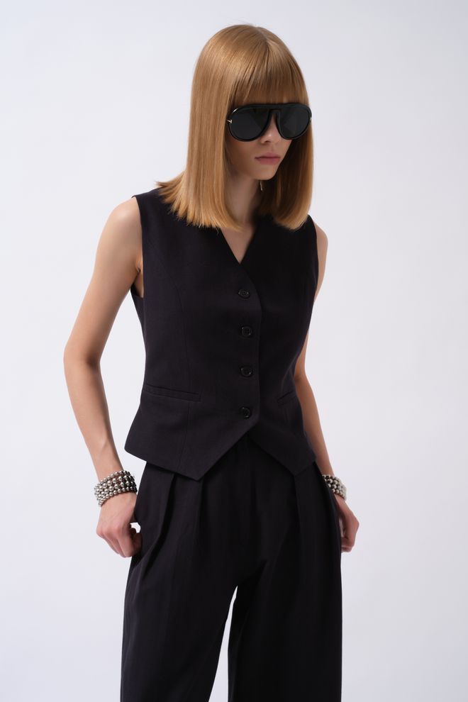 Black Fashion صدار رسمي أنيق ضيق بأزرار أسود ملابس بالجملة كلاسيكي
