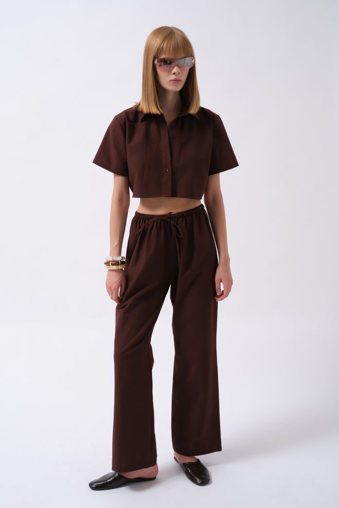 Black Fashion Pantaloni Palazzo Marrone Abbigliamento all'ingrosso Casuale