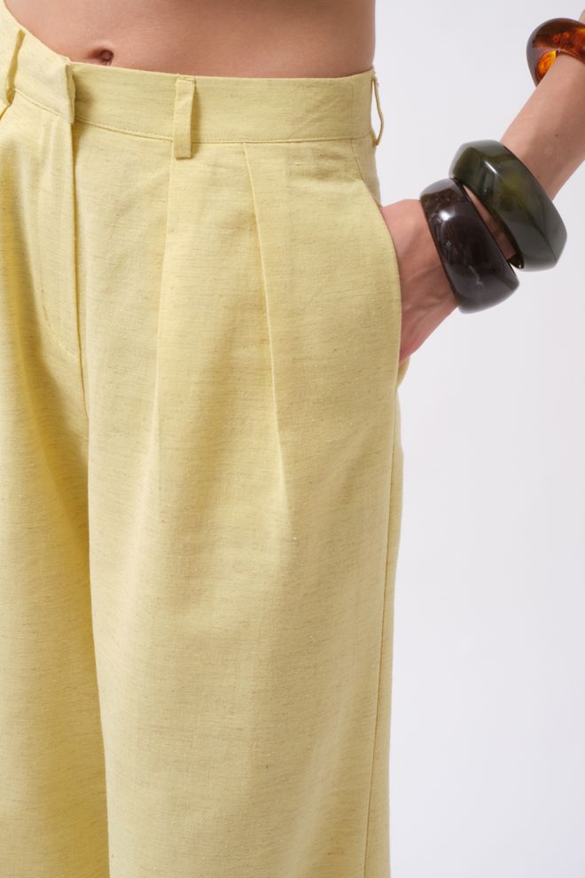 ESPADA Yellow Elegant Palazzo Pants Wholesale Clothing Vintage