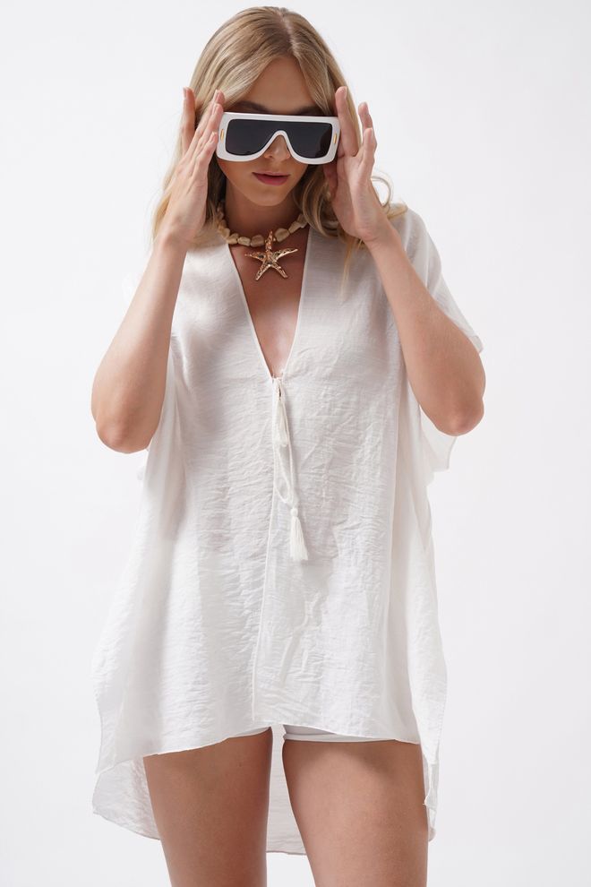 Black Fashion Bianco Boho Casual Vestibilità Oversize Cravatta Tunica Abbigliamento all'ingrosso Modesto