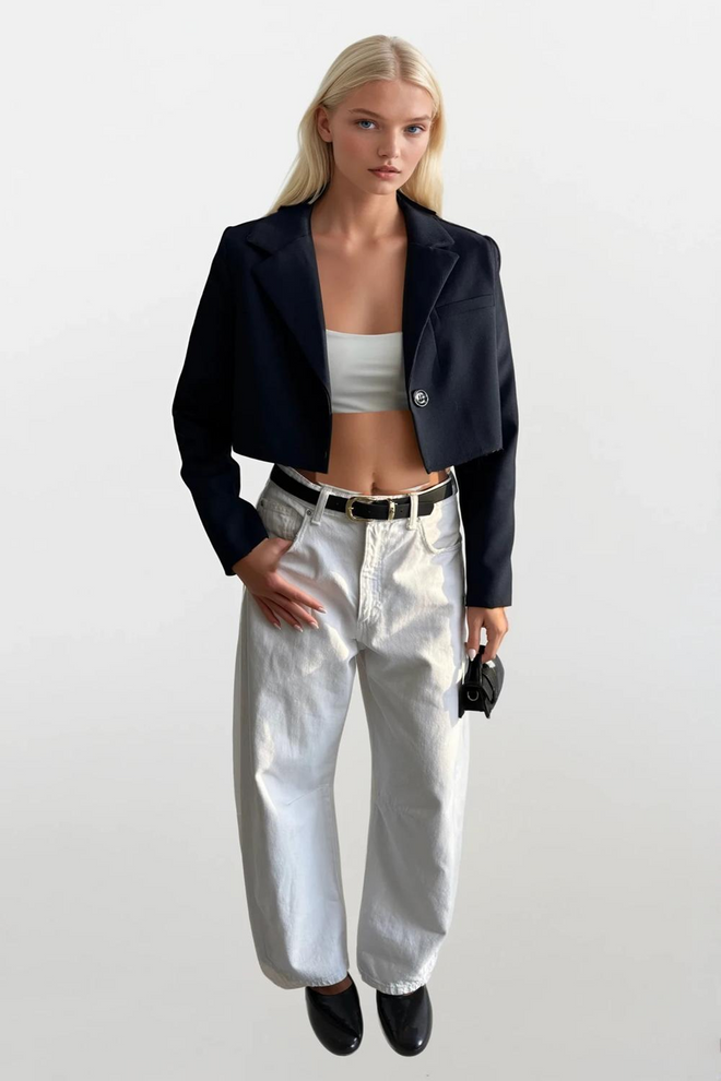 Black Fashion Preto Blazer Single Breasted Jaqueta Roupas por atacado Casual