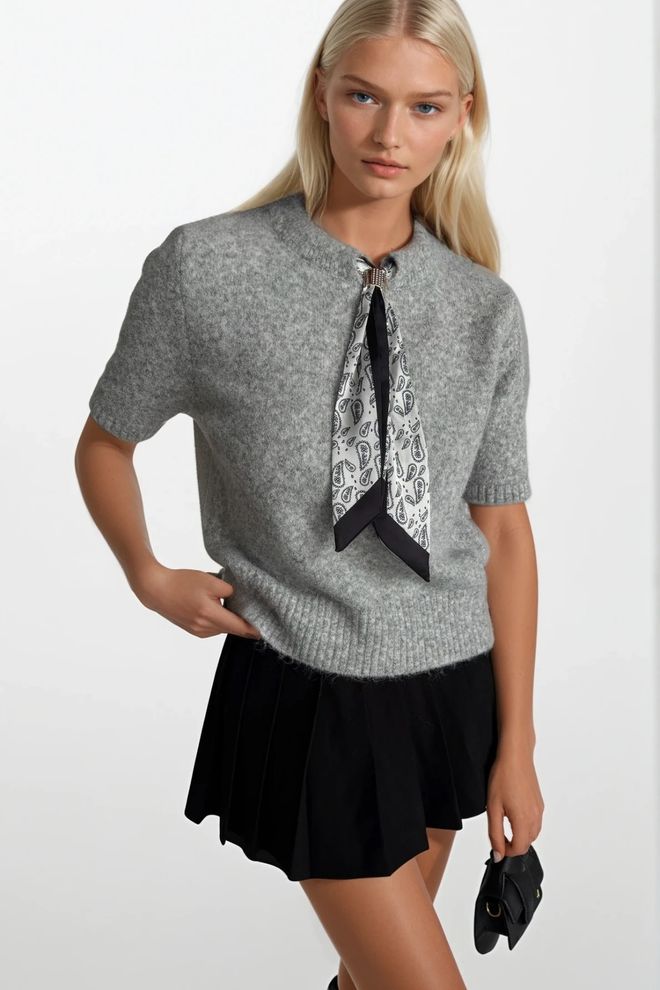 Black Fashion Pull Over Gris À Manches Mi longues Style Décontracté Rétro Vêtements en gros Décontracté