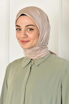 Ένα μοντέλο χονδρικής πώλησης ρούχων φοράει BUR10170 - Scarf - Mink, τούρκικο Κασκόλ χονδρικής πώλησης από Burden Ipek