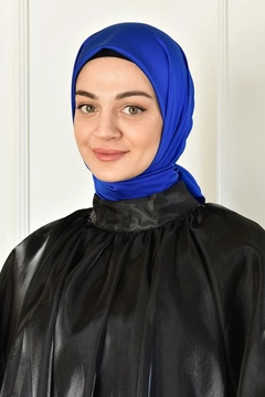 A wholesale clothing model wears BUR10227 - Scarf - Saks, Turkish wholesale Scarf of Burden Ipek