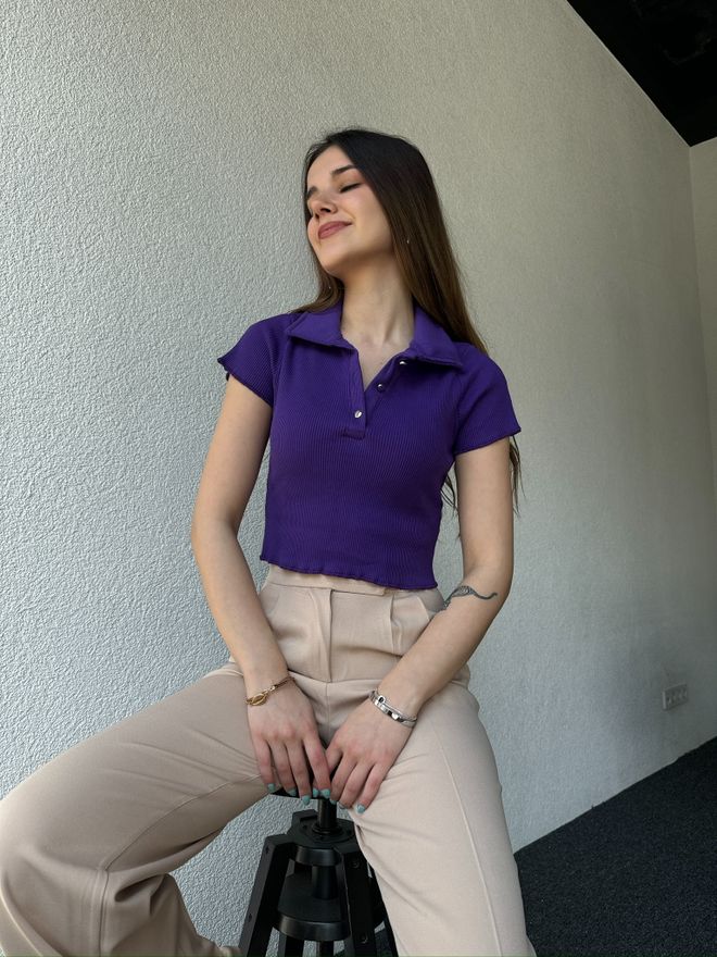 CAPPITONE Groothandel Vrouwen Purper Crop Top Stijlen prijzen Lonca