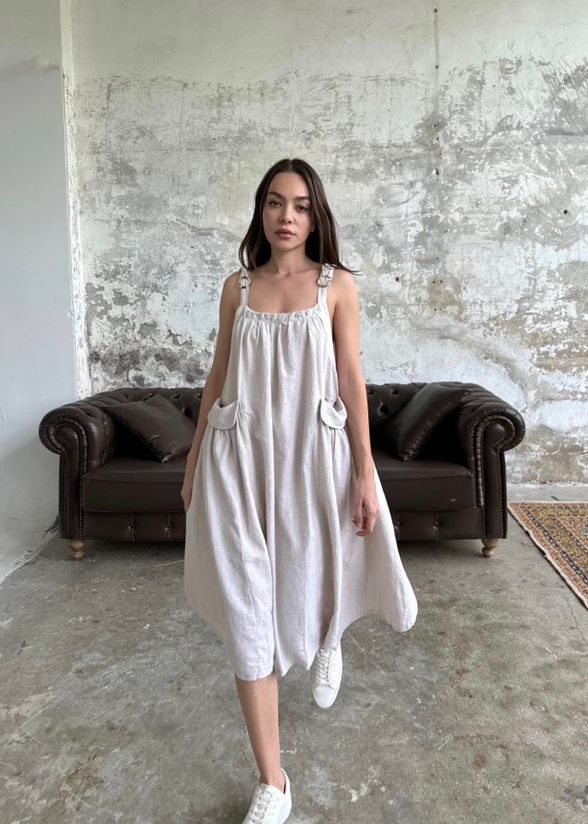 Cream Rouge Robe Poche Sac Natur Vêtements en gros Décontracté