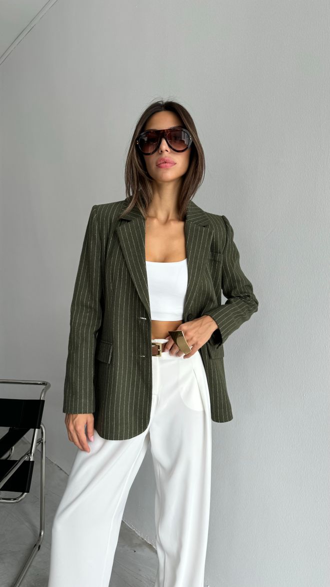 Cream Rouge Giacca Doppiopetto Con Bottone Singolo Cachi Abbigliamento all'ingrosso Formale