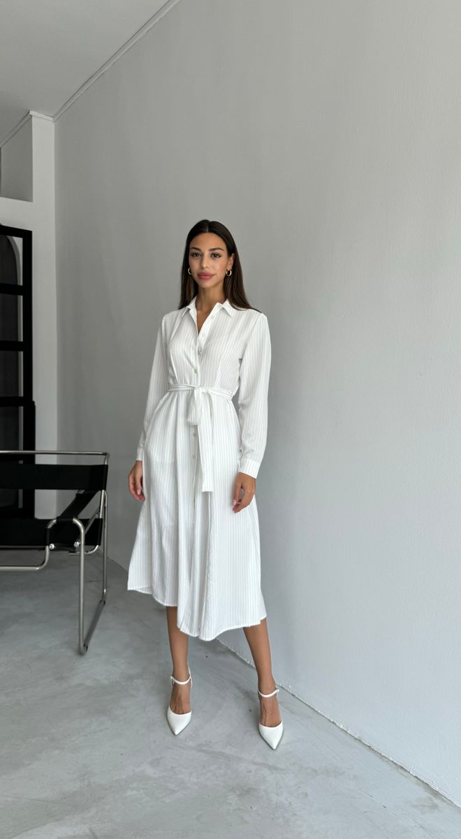 Cream Rouge Платье Рубашка Миди Белый Оптовая продажа одежды День рождения