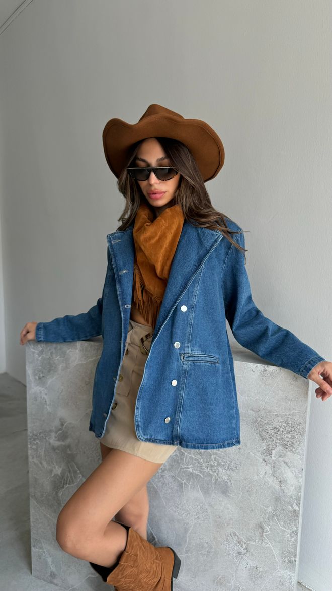 Cream Rouge Džínsová Bunda Oversize – Modrá Veľkoobchod s oblečením 2