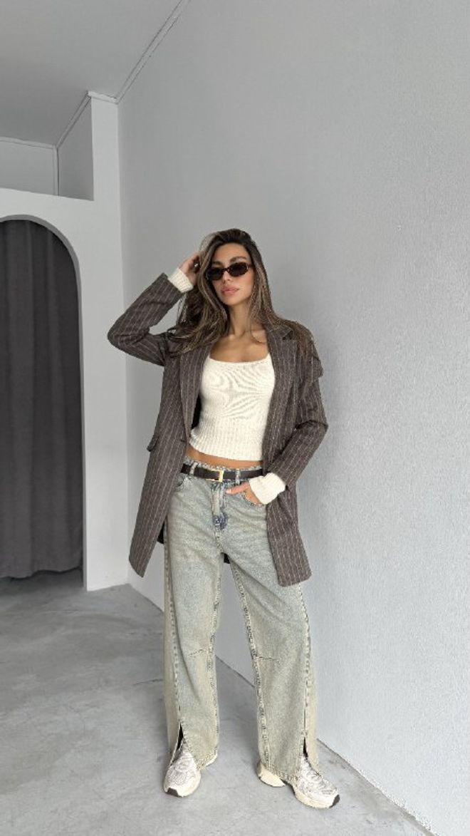 Cream Rouge Kaşe Ceket Kahve Toptan Giyim Gündelik