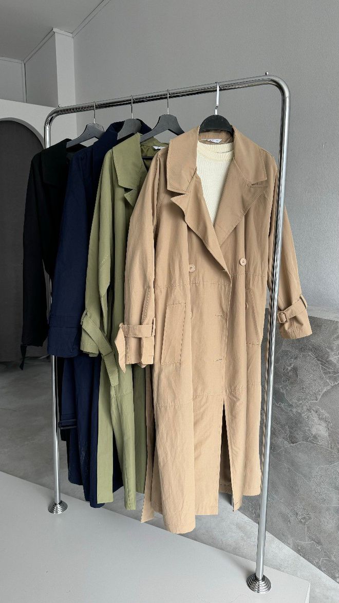 Cream Rouge Maxi Trenchcoat – Khaki Großhandelskleidung Lässig