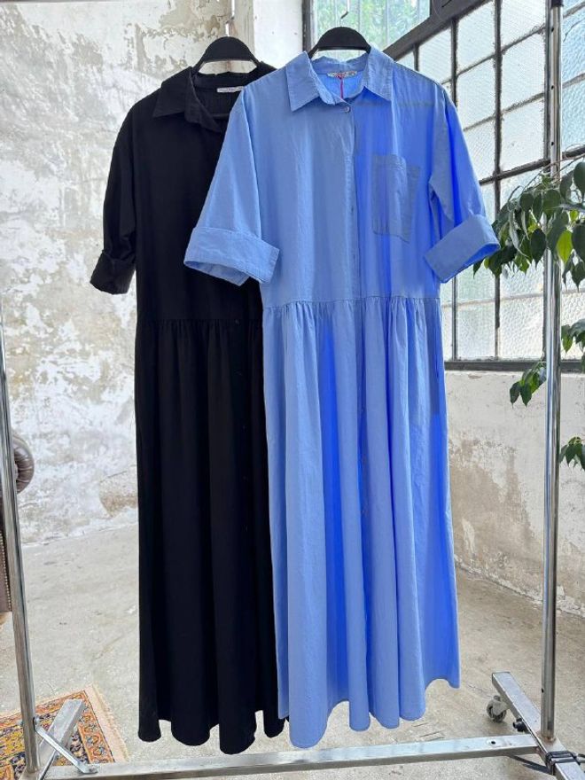 Cream Rouge Maxi Shirt Dress Black Wholesale Clothing Casual