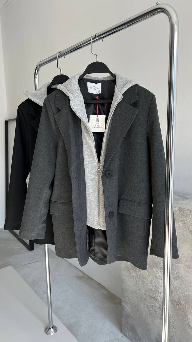 Cream Rouge Hooded Jacket Anthracite Wholesale Clothing Casual