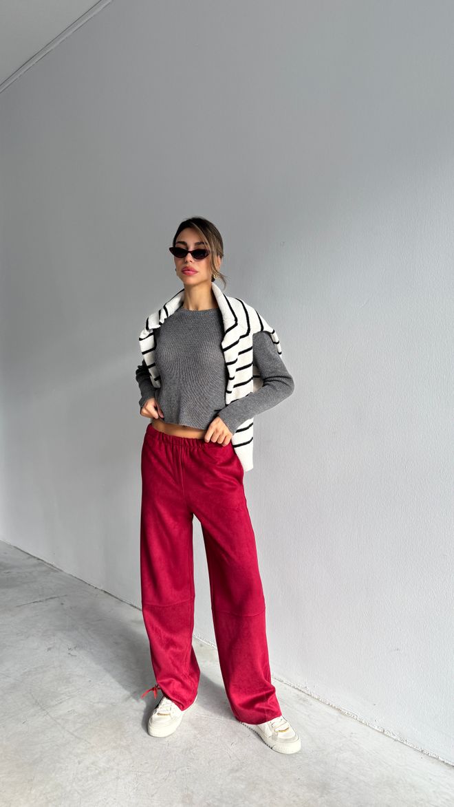 Cream Rouge Semišové Nohavice Claret Red Veľkoobchod s oblečením Neformálny