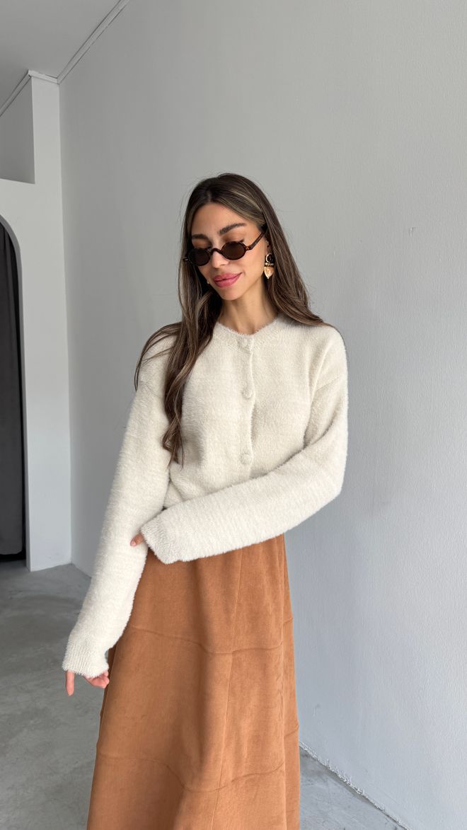 Cream Rouge Short Cardigan Cream Wholesale Clothing Casual
