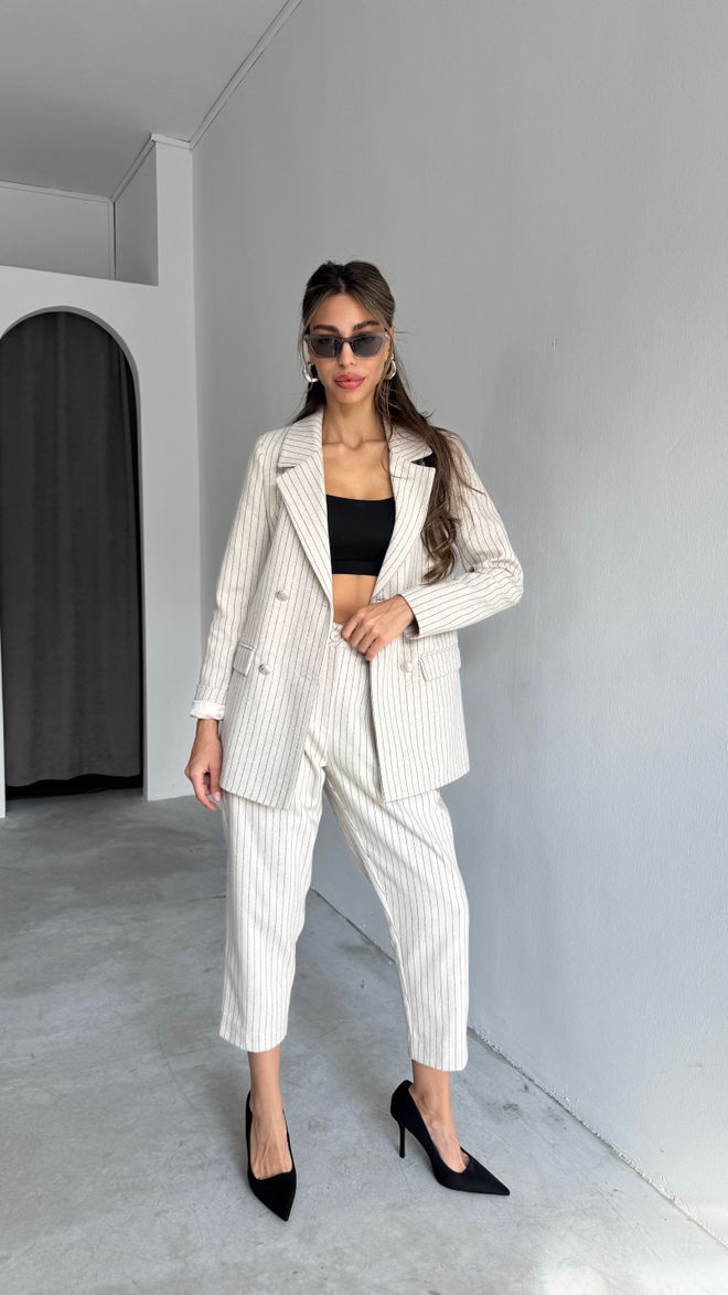 Cream Rouge Oversize Ceket Taş Toptan Giyim Resmi