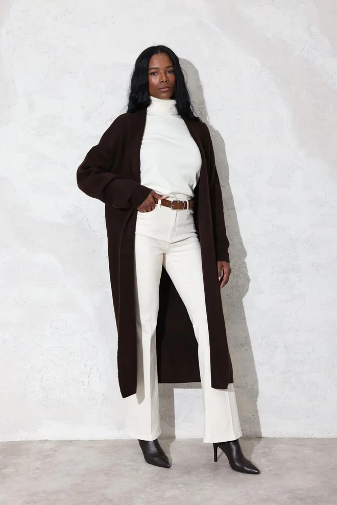 Cream Rouge Prendas De Punto Cárdigan Maxi Loose Marrón Ropa al por mayor Casual