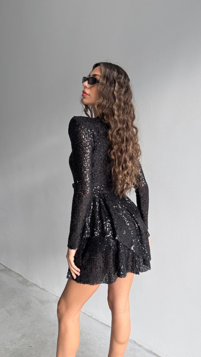 Cream Rouge Многослойное Платье С Длинными Рукавами Черный Оптовая продажа одежды Вечеринка