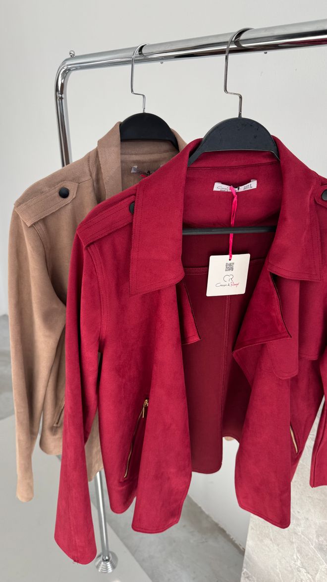 Cream Rouge Casual Suede Jacket Brown Wholesale Clothing Casual