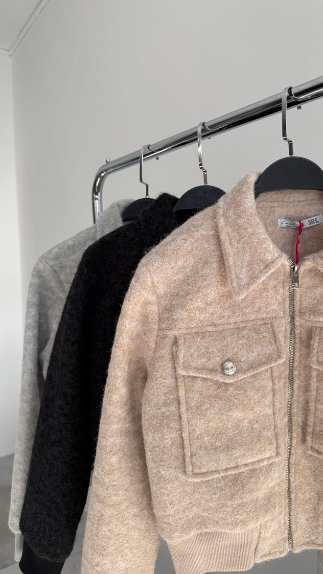 Cream Rouge Giubbotto Bomber Stamp Nero Abbigliamento all'ingrosso Poliestere